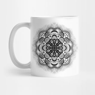 Grunge flower mandala aesthetic black and white abstract art Mug